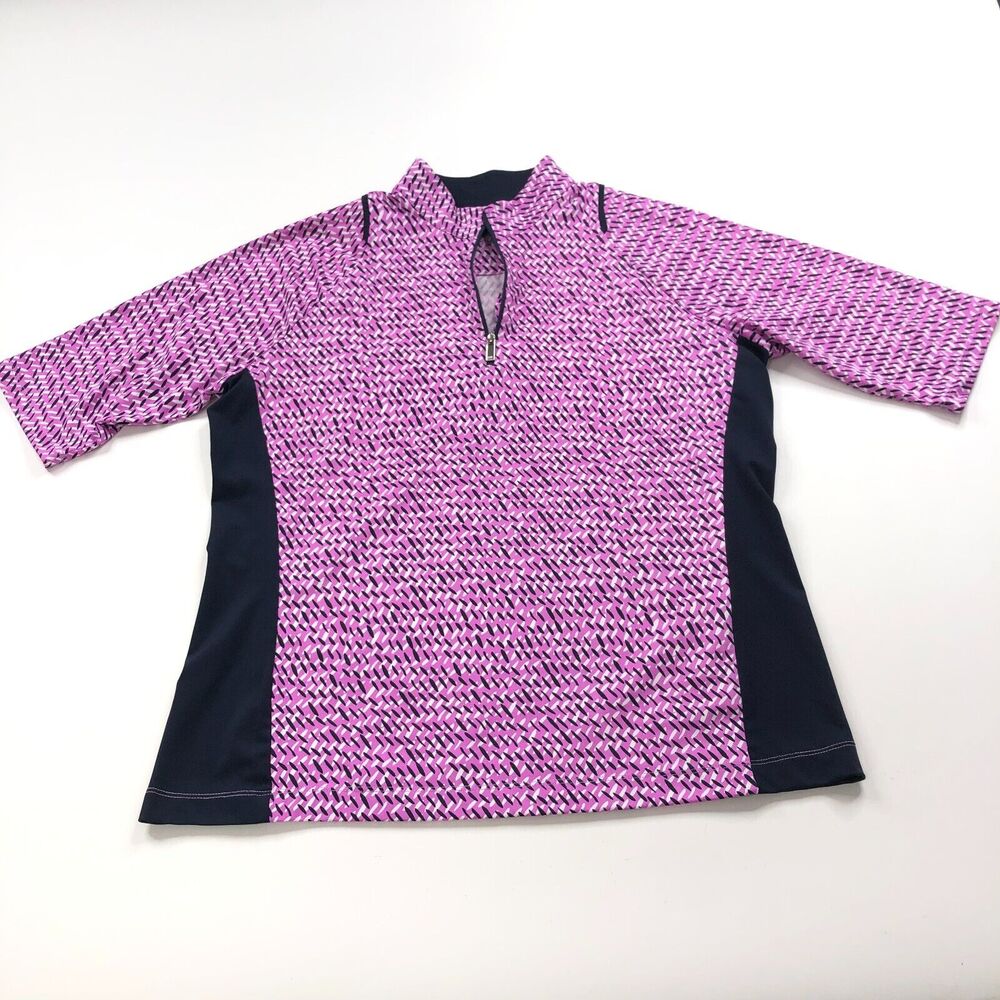 Tail White Label Large 1/4 Zip Mock Long Sleeve Golf Pullover Purple Blue MINT